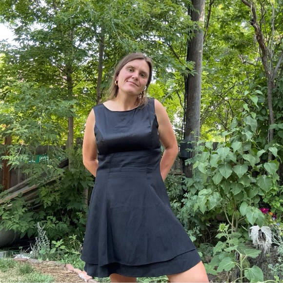 Vintage y2k flare a line black mini dress - Picture 10 of 10